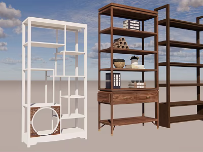 Stylish Functional Home Shelving Units With Various Colors Designs Drawers And Storage Compartments 3d model