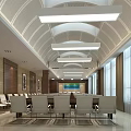 Spacious Modern Conference Room Interior With Long Table Chairs Ceiling Lights And Windows With Blinds