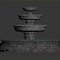 Multi Tiered Stone Fountain With Circular Base And Green Border 3d model