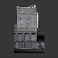 Cartoon Building Scene With Brick Structure Multiple Windows And Interior Architectural Details