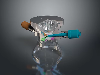 Precision Industrial Device Featuring Transparent Structure And Colored Components In Metal Housing 3d model