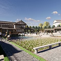 Chinese style square wide view 3d model