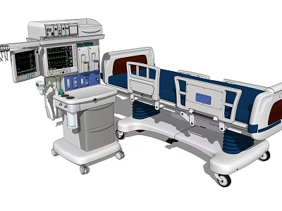 Advanced Medical Bed With Monitoring Device Control Panel And Movable Wheels For Hospitals 3d model