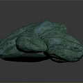 Green Wood And Stone Decorative Elements With Irregular Natural Surface Texture