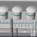 Large Industrial Plant With Multiple Storage Tanks And Steel Pipeline Structures