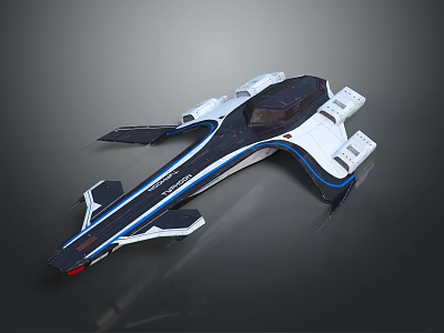 Futuristic Spacecraft Design With Sleek White Black And Blue Accents For Aerospace Exploration 3d model