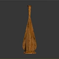 Elegant Orange Wooden Harp With Intricate Design And Fine String Details