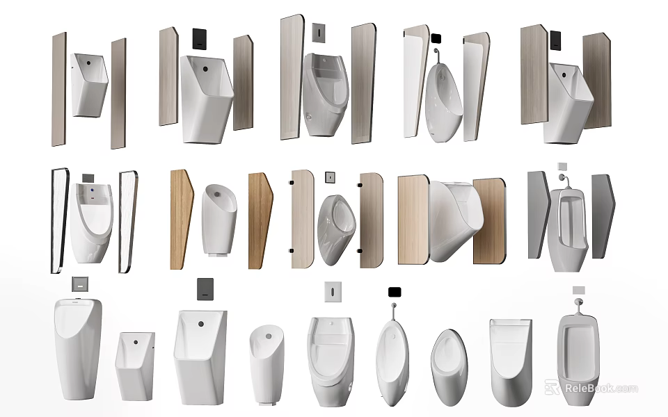 Various Modern Toilet Designs With Different Shapes And Installation Styles 3d model 