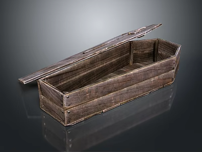 Vintage Wooden Box With Open Lid And Rustic Wood Planks Design 3d model