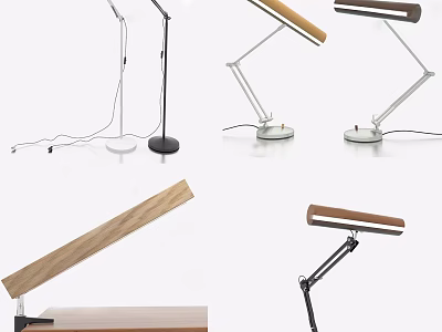 Modern Desk Lamps With Diverse Designs Wooden Elements And Metal Frames 3d model