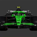 Green And Black Caterham Formula 1 Car With Red Accented Wheels And Yellow Helmet