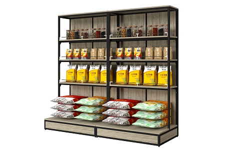 Display Cabinet Shelf Supermarket Shelf Bulk Cabinet Grain Rack North and South Dry Goods Rice Rack Egg Rack Bulk Snack Rack Dry Shelf 3d model