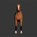 Brown Horse With White Hooves And Facial Marking Standing On Dark Background With Reflection