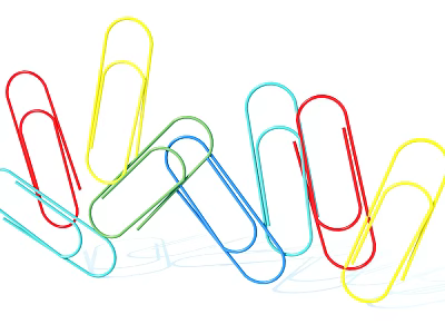 Assorted Colorful Paper Clips Scattered On White Background With Vibrant Hues 3d model