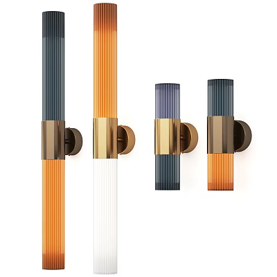 Modern Wall Lamps With Striped Shades Metal Bases And Multiple Colors Design 3d model