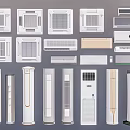 Different Styles of Air Conditioners and Fans Featuring Wall Mounted Tower and Window Units