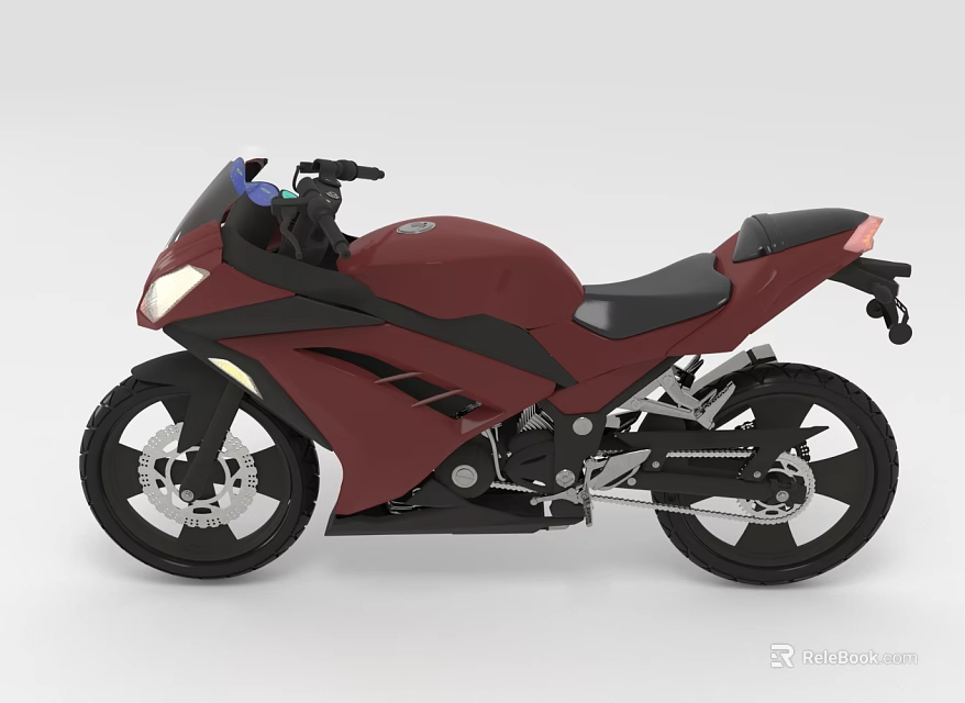 Red Sporty Motorcycle With Black Seat And Wheels In Modern Sleek Design 3d model 
