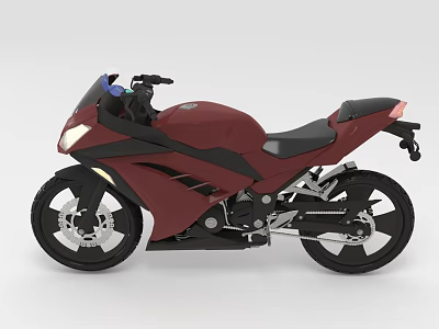 Red Sporty Motorcycle With Black Seat And Wheels In Modern Sleek Design 3d model