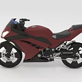 Red Sporty Motorcycle With Black Seat And Wheels In Modern Sleek Design