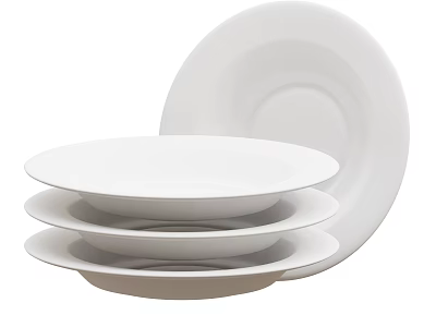 White Porcelain Dinnerware Set With Stacked Plates And Bowls For Everyday Use 3d model