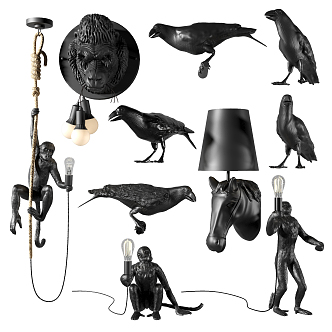 Modern lamp combination animal lamp combination 3d model