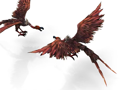 Game Movie Character As Red Giant Birds Flying With Majestic Spread Wings 3d model