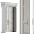 Elegant White Double Doors with Brass Handles and Decorative Trim for Home Interior