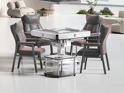 Modern Mahjong Table Set With Comfortable Chairs For Home Game Room 3d model