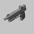 Tactical Pistol With Detailed Green Grip Top Mounted Sight And Tactical Flashlight Features