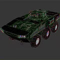 Green Camouflage Armored Vehicle Model With Six Wheels And Top Mounted Weapon