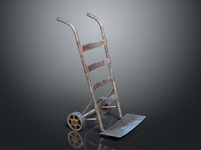Vintage Metal Hand Truck With Two Wheels And Frame Structure Platform Design 3d model
