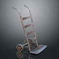 Vintage Metal Hand Truck With Two Wheels And Frame Structure Platform Design