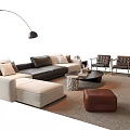 Modern L Shaped Sofa And Coffee Table Set With Accent Chairs Ottoman And Floor Lamp