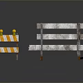 Construction Site Barriers With Yellow Orange Warning Stripes And Metal Frames 3d model