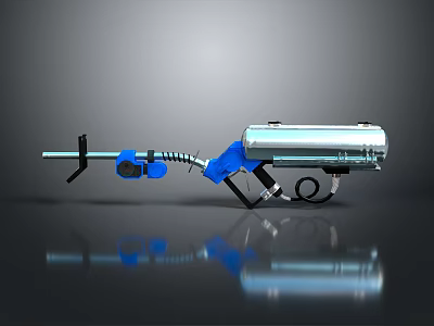 Blue And Silver Portable Spray Device With Metal Tank Hose And Nozzle 3d model
