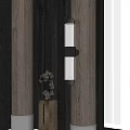 Modern Wall Sconce With Textured Glass Shade Mounted On Wooden Wall And Natural Decor Accents