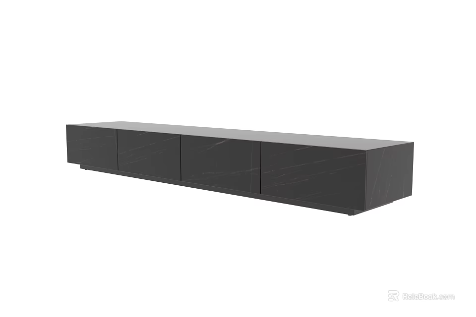 Modern Black TV Stand With Sleek Design And Multiple Storage Cabinets 3d model