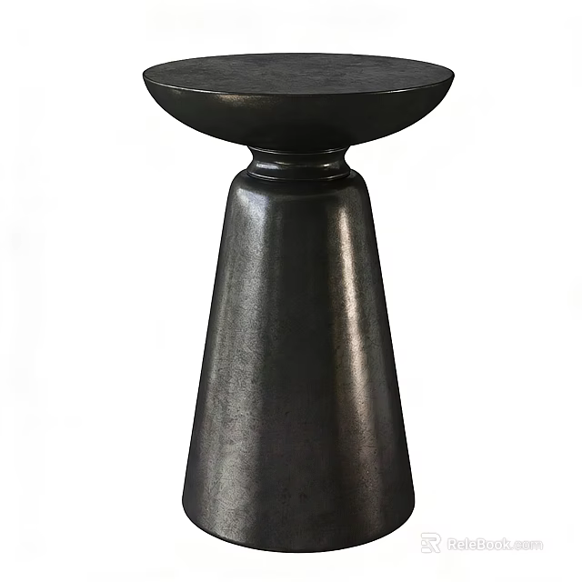 Black Side Table with Round Top and Conical Base Modern Stylish Decorative Accent 3d model 
