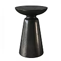 Black Side Table with Round Top and Conical Base Modern Stylish Decorative Accent