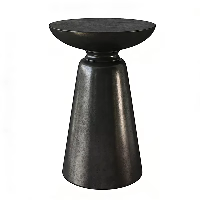 Black Side Table with Round Top and Conical Base Modern Stylish Decorative Accent 3d model