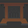 Classic Wooden Table With Orange Tabletop And Intricate Lattice Leg Design