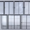 Modern Sliding Door Designs Featuring Glass Panels and Black Frames 3d model