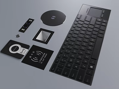 Wireless Computer Keyboard And Mouse Set With NFC Card Touchpad And Accessories 3d model
