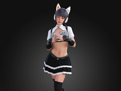 Cute short skirt girl elegant temperament beauty uniform beauty figure model 3d model