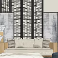 Hotel Public Lounge With Modern Design Marble Tables Wooden Decorative Wall And Comfortable Seating