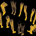 White Mannequin Leg Models In Various Poses Standing And Bending On Dark Blue Background