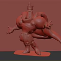 Royal Warrior In Golden Armor With Crown Red Accents White Cape And Black Base