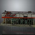 Aged Store Building With Weathered Exterior Red Sign And Green Windows