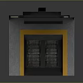 Futuristic Sci-Fi Entrance Structure With Metal Frame Yellow Accents Control Panels And Platform