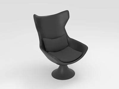 Modern Black Accent Chair Design With Comfortable Cushion And Round Base 3d model